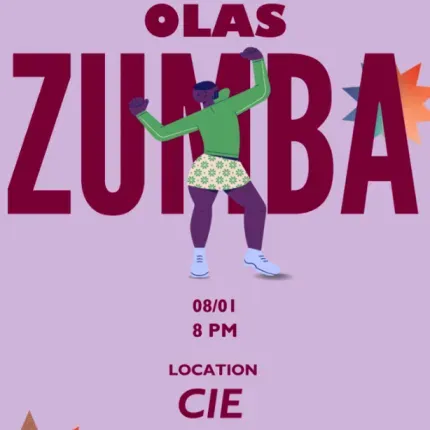 Image of event poster with the date (8/1), time (8PM), and location (CIE) hosted by OLAS.