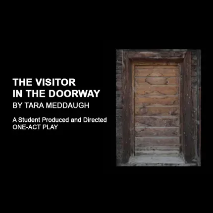 Wooden door with black background