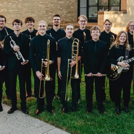 Gustavus Jazz Ensemble group photo from the 26-27 academic year