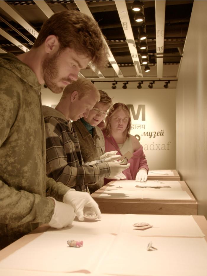 Art history class in museum 