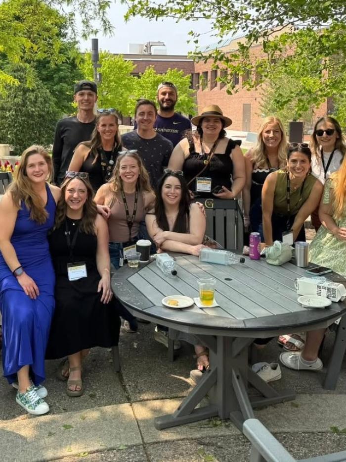 Alumni in Johns Courtyard