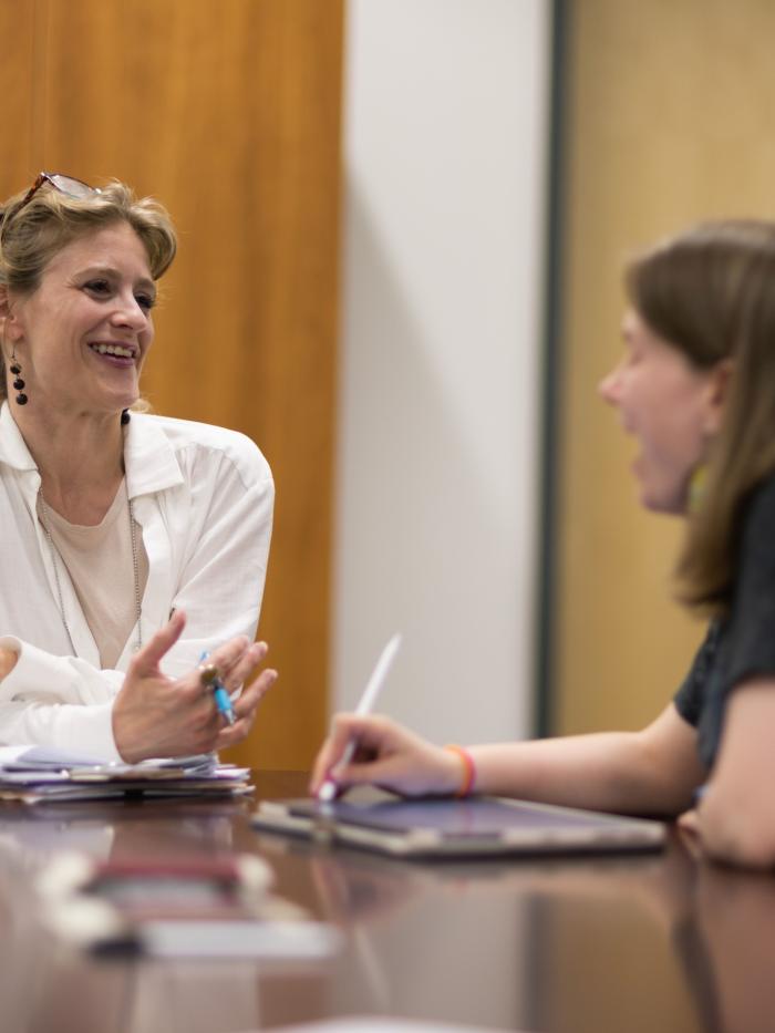 Psychology faculty and student