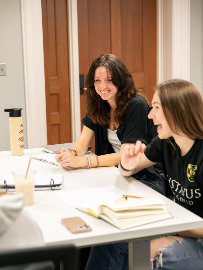 Students studying in Old Main